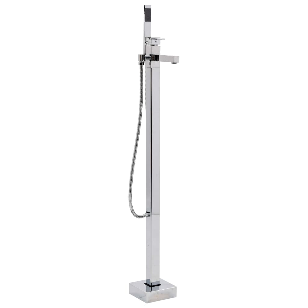 vidaXL Freestanding Bathtub and Faucet 204 L 110 cm Silver