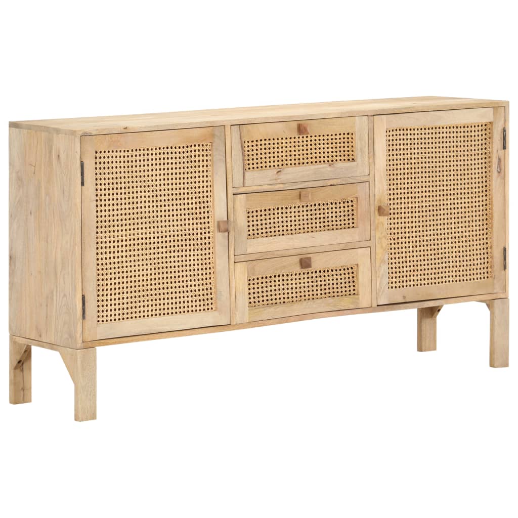 vidaXL Sideboard 150x40x80 cm Solid Mango Wood and Natural Cane