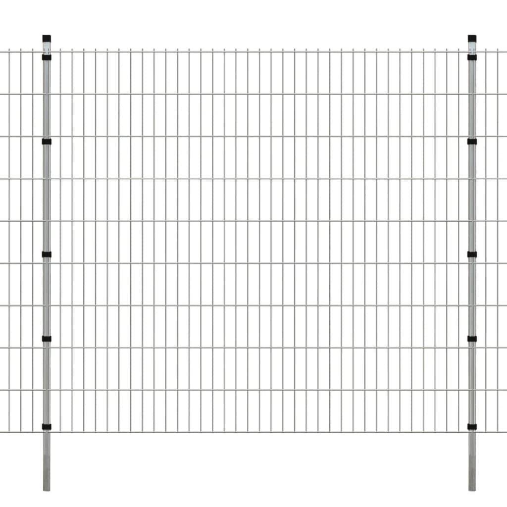 2D Garden Fence Panels & Posts 2008x1830 mm 18 m Silver