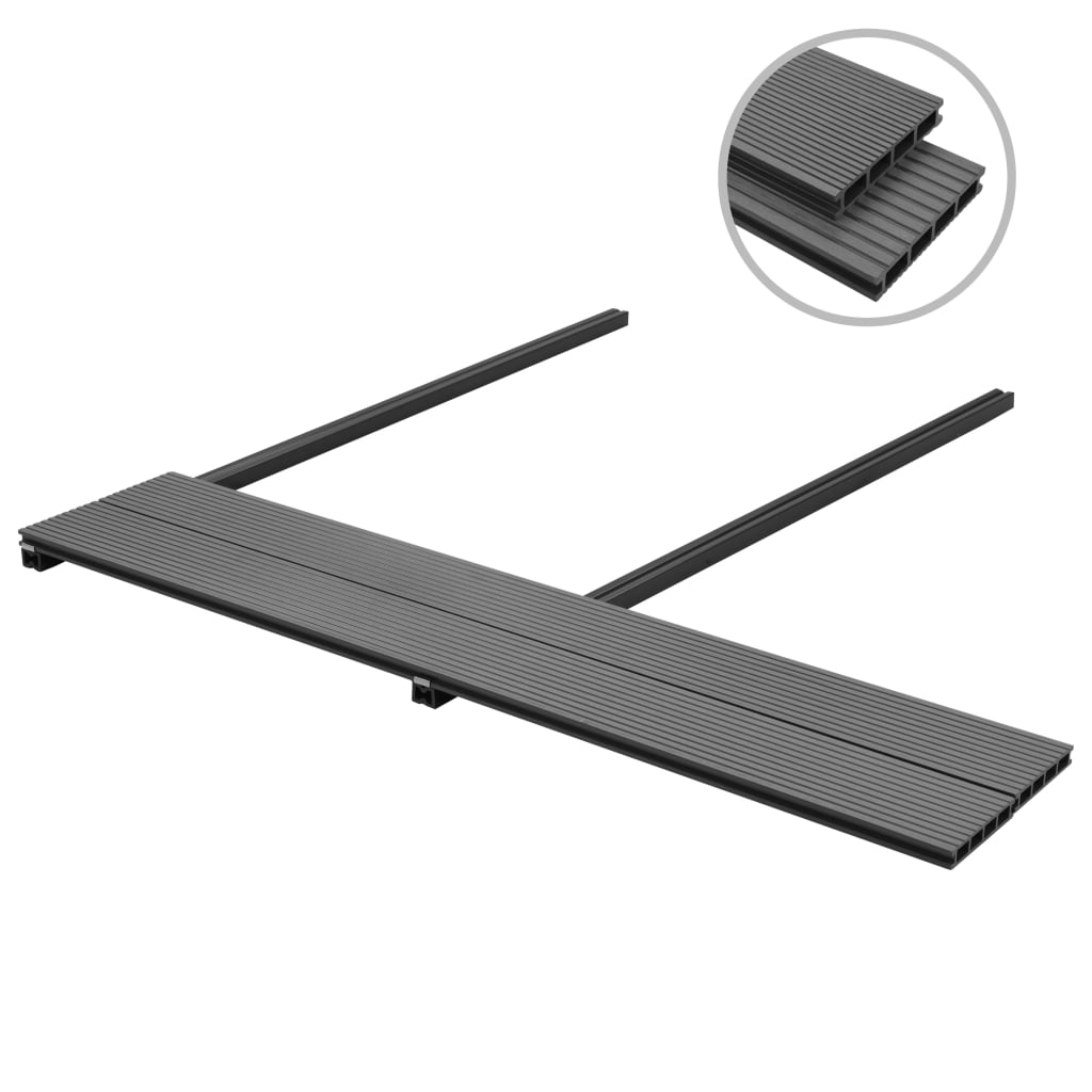 WPC Decking Boards with Accessories 36 m² 2.2 m Grey