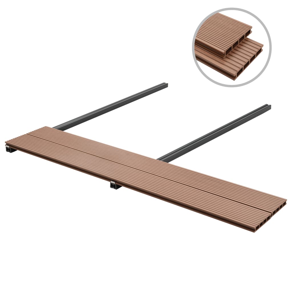 WPC Decking Boards with Accessories 40 m² 2.2 m Brown