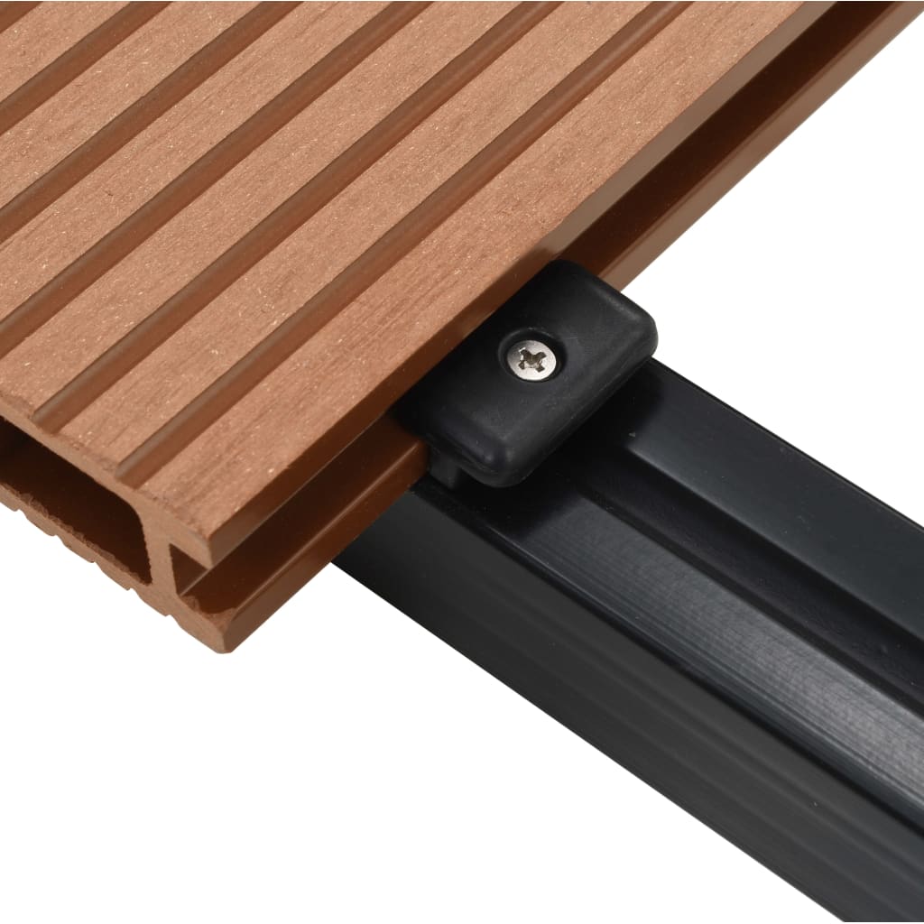 WPC Decking Boards with Accessories 40 m² 2.2 m Brown