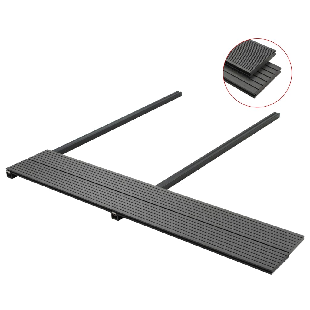 WPC Solid Decking Boards with Accessories 30 m² 2.2 m Grey