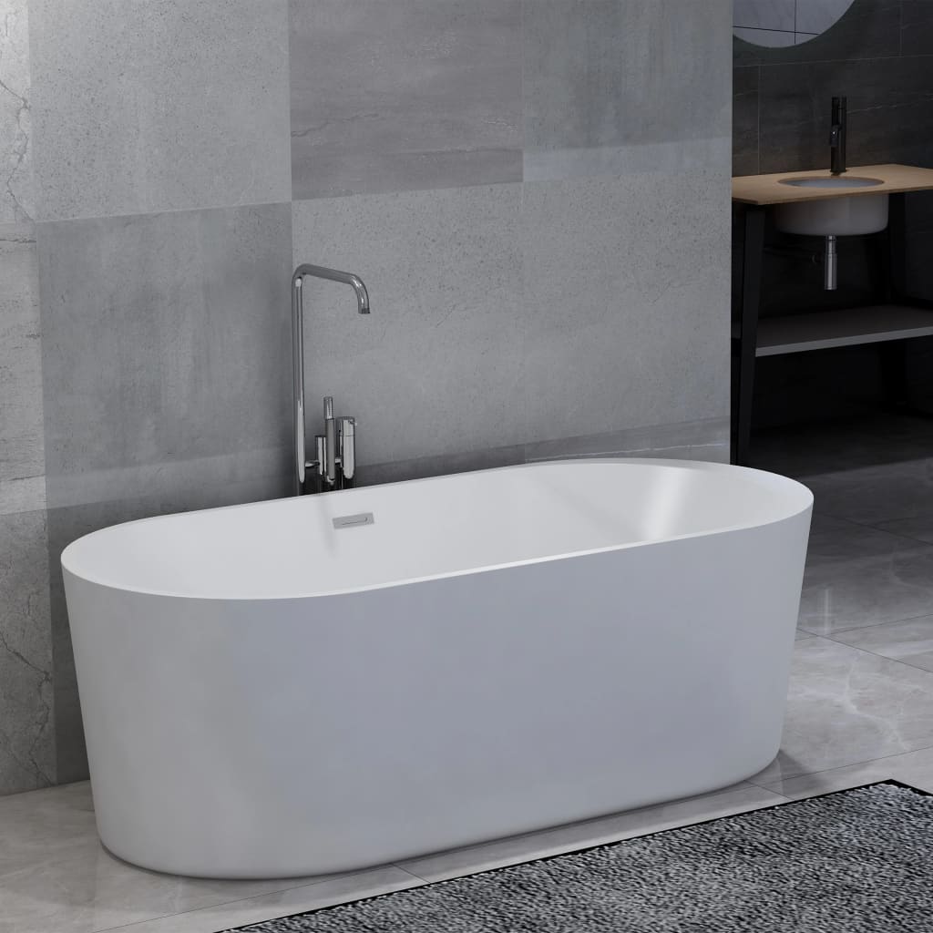vidaXL Freestanding Bathtub White Acrylic 204 L