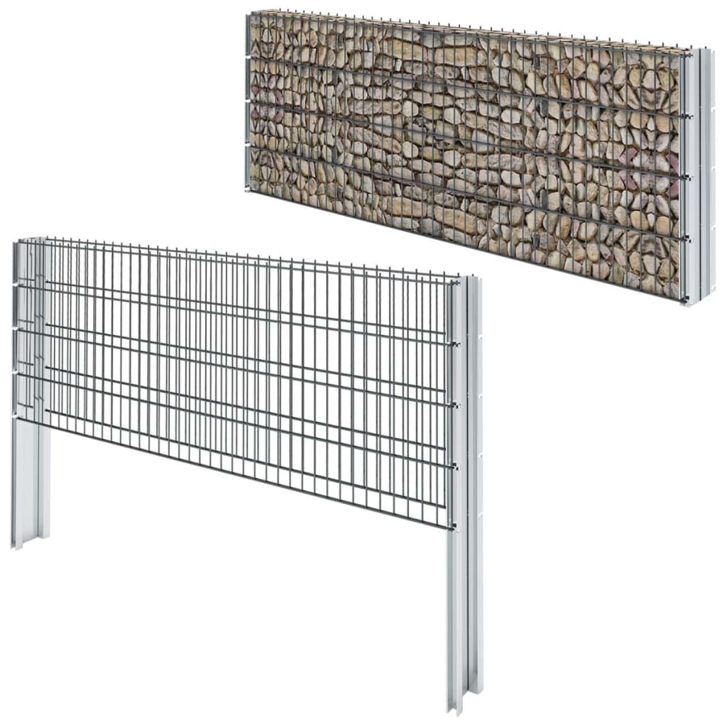 2D Gabion Fence Galvanised Steel 2.008x0.83 m 10 m (Total Length) Grey