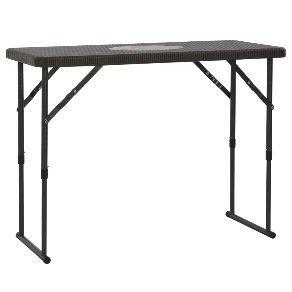 3 Piece Folding Bistro Set HDPE Brown Rattan Look