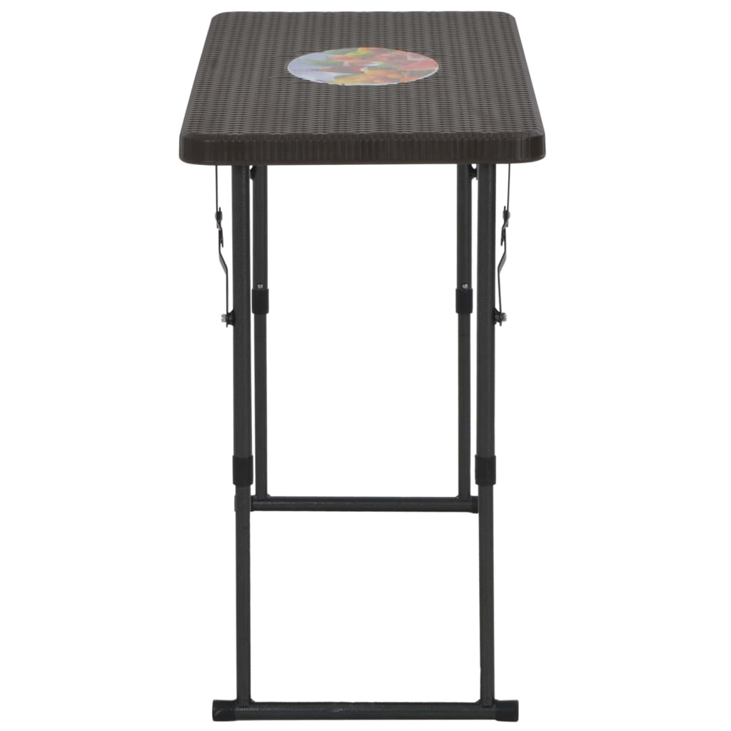 3 Piece Folding Bistro Set HDPE Brown Rattan Look