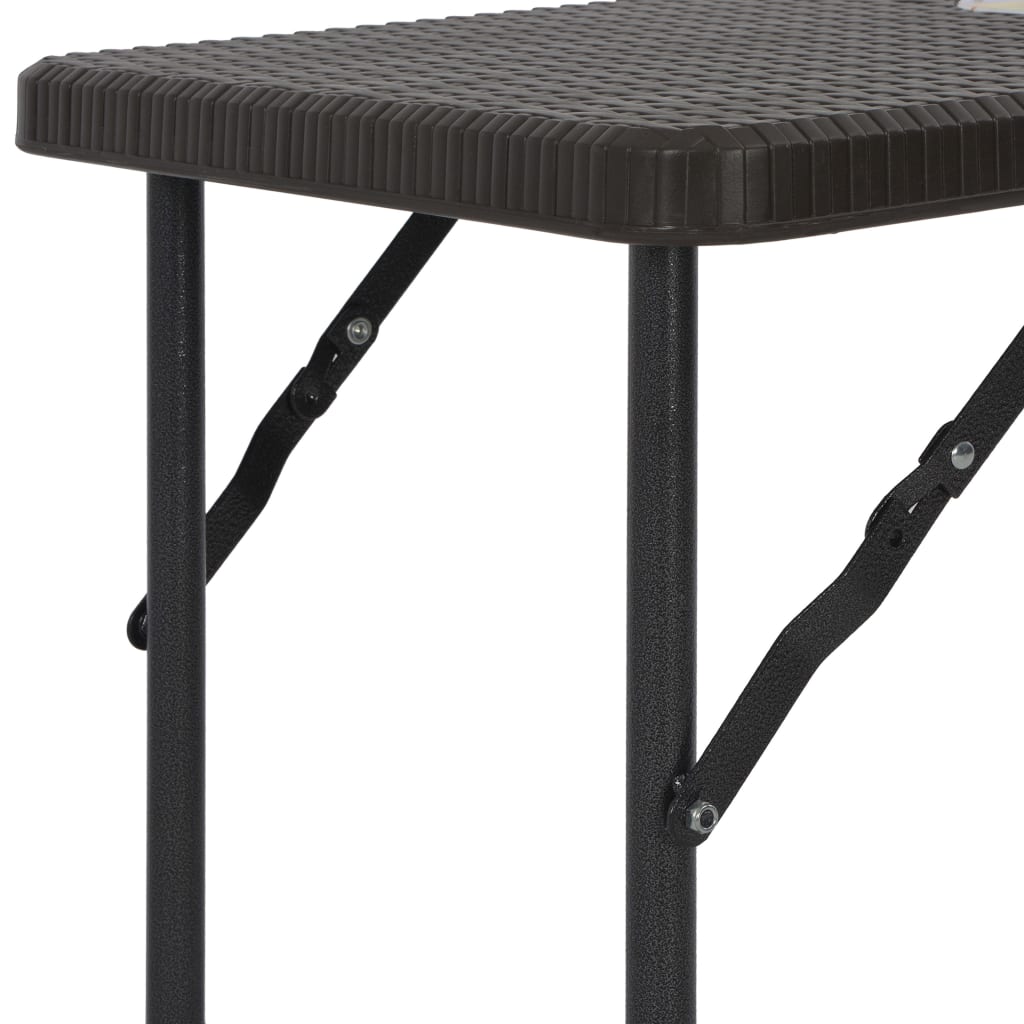 3 Piece Folding Bistro Set HDPE Brown Rattan Look