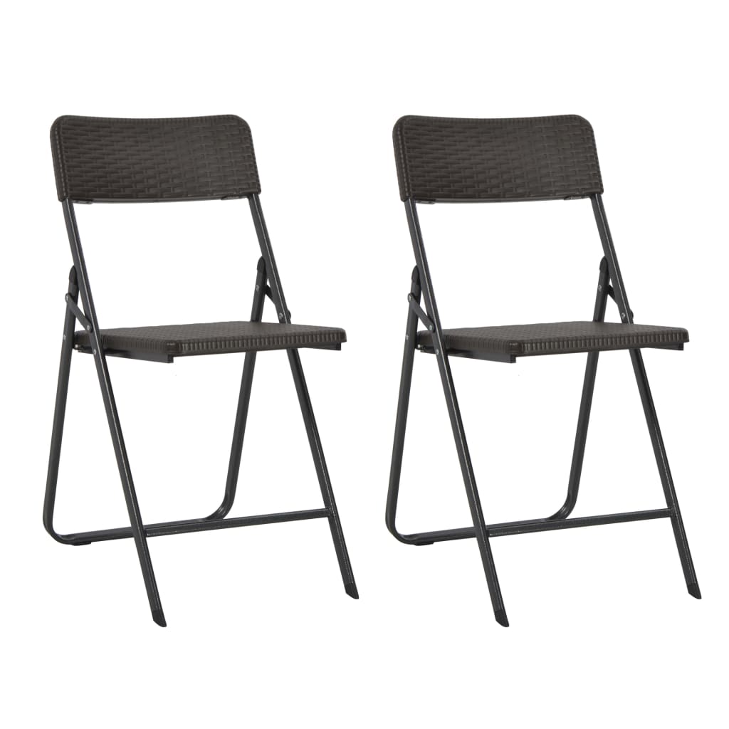 3 Piece Folding Bistro Set HDPE Brown Rattan Look