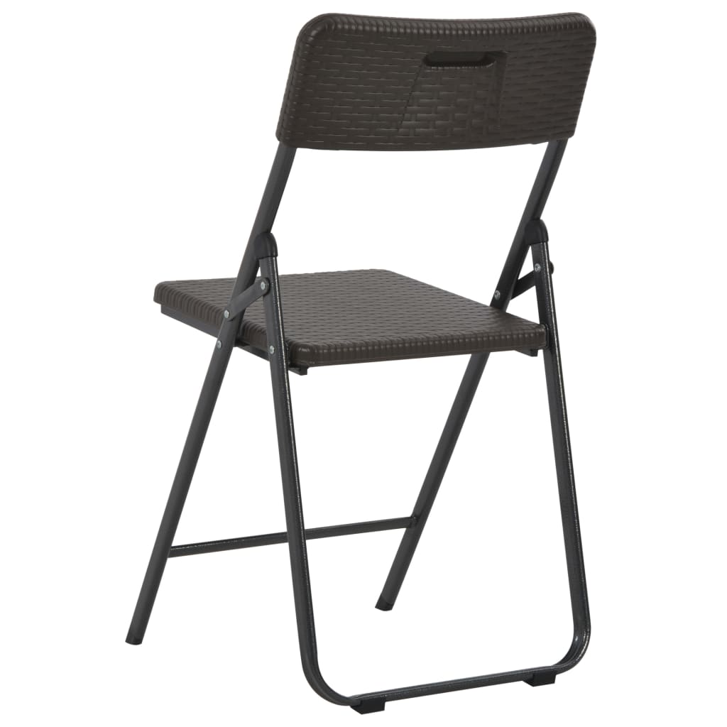 3 Piece Folding Bistro Set HDPE Brown Rattan Look