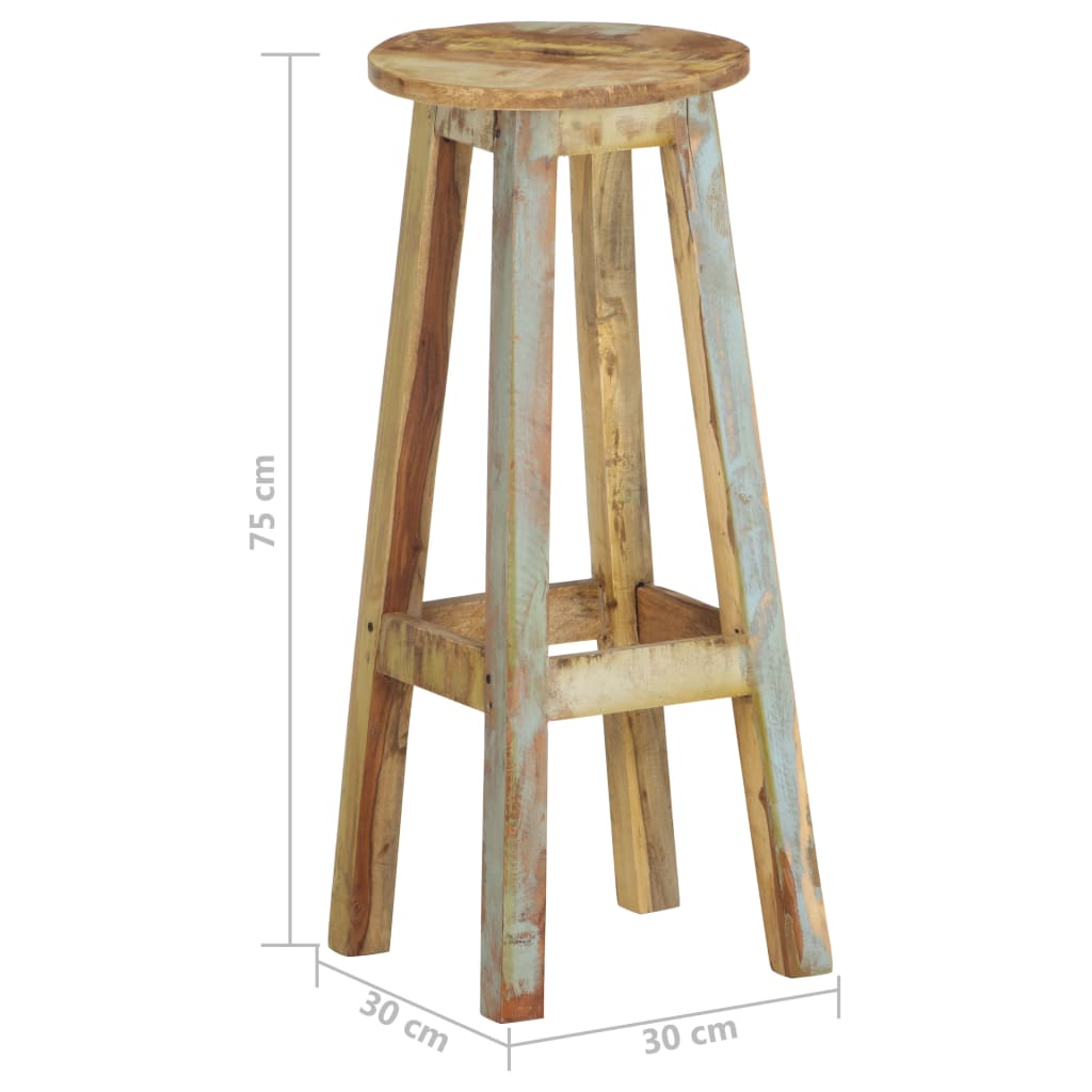 Bar Stools 2 pcs Solid Reclaimed Wood