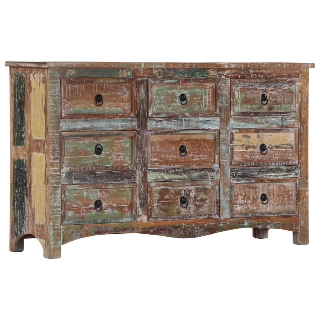 Chest of Drawers 130x40x80 cm Solid Reclaimed Wood