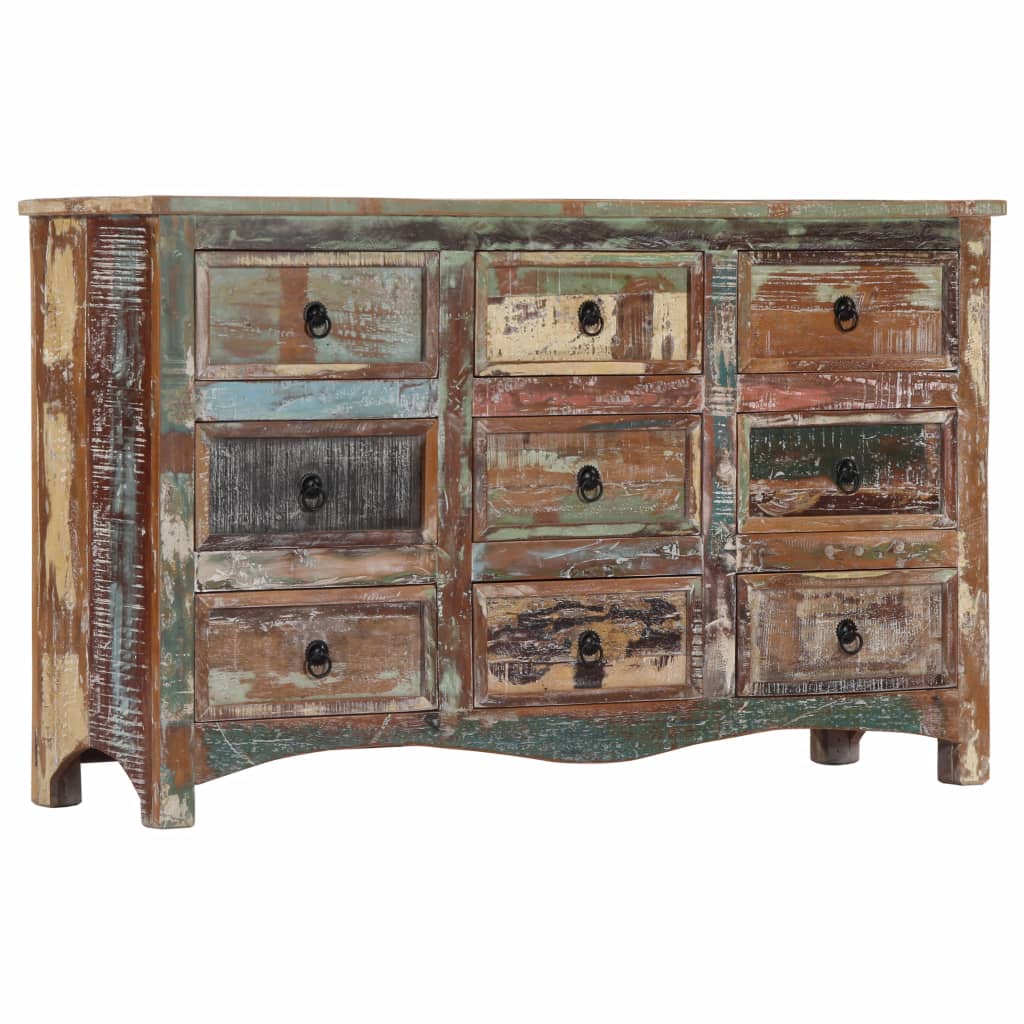 Chest of Drawers 130x40x80 cm Solid Reclaimed Wood
