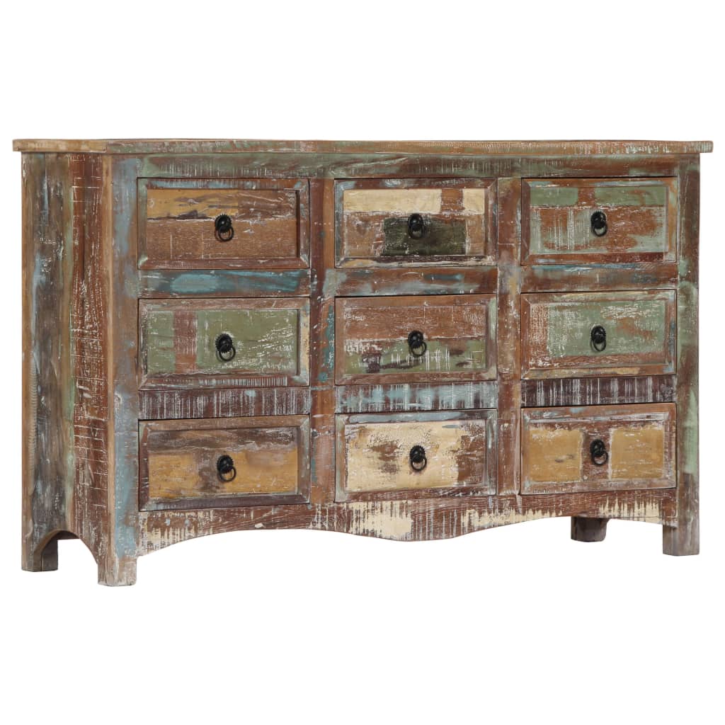 Chest of Drawers 130x40x80 cm Solid Reclaimed Wood