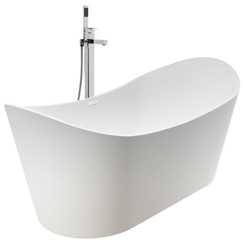 Freestanding Bathtub and Faucet 204 L 110 cm Silver