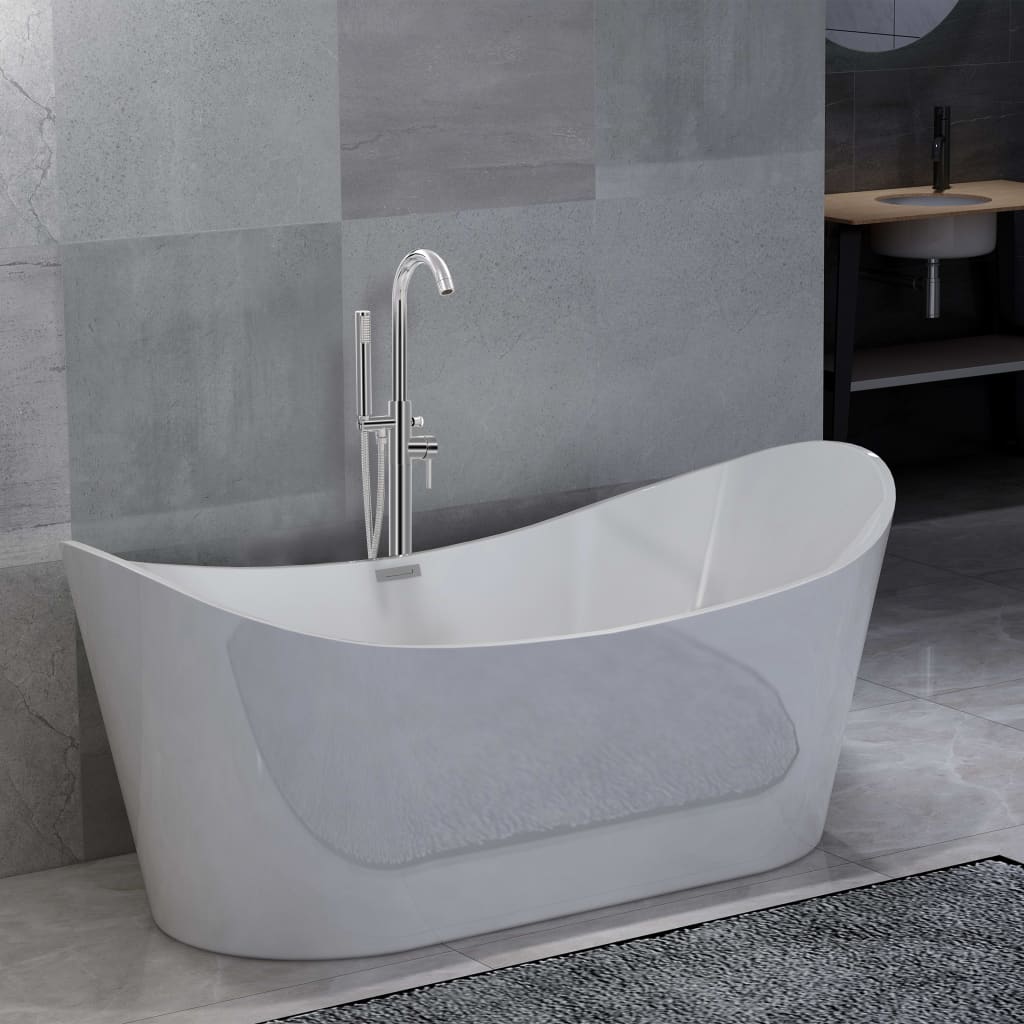 Freestanding Bathtub and Faucet 204 L 118,5 cm Silver