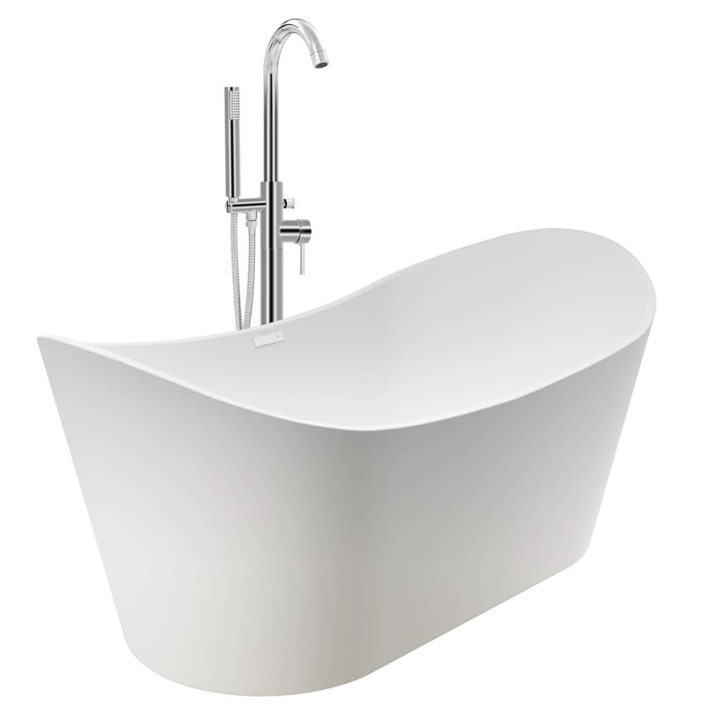 Freestanding Bathtub and Faucet 204 L 118,5 cm Silver