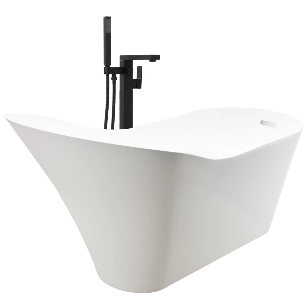 Freestanding Bathtub and Faucet 210 L 90 cm Black
