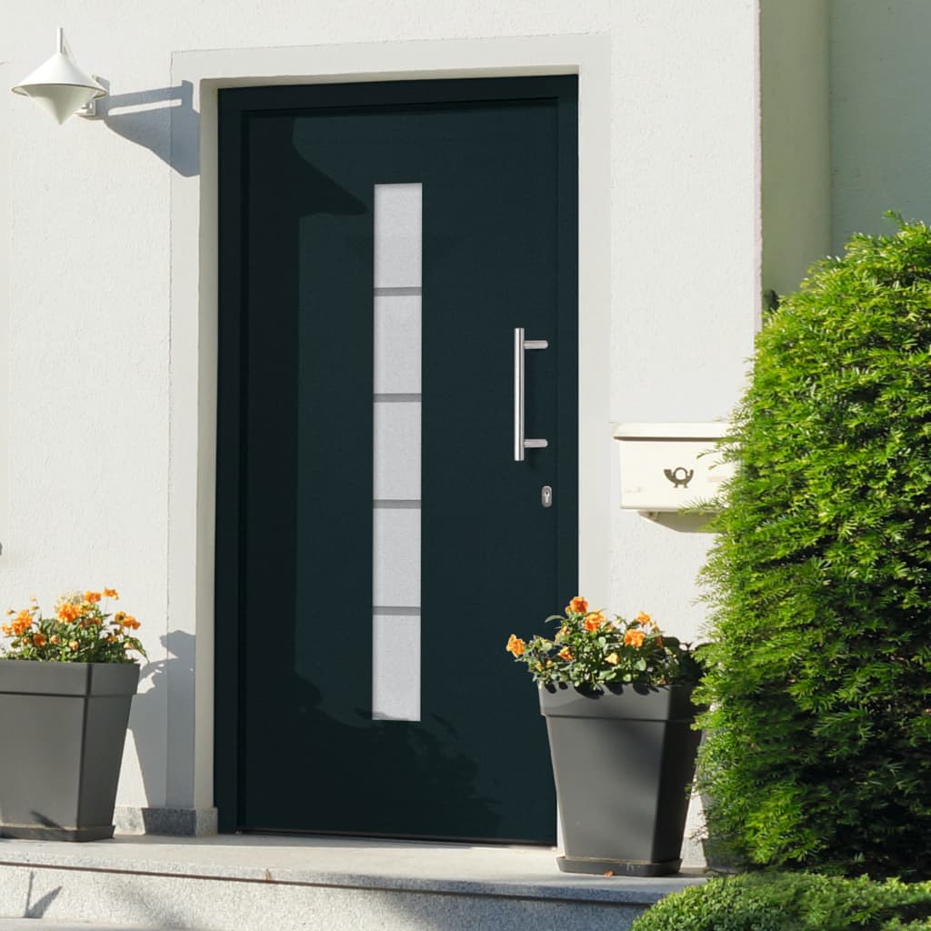 Front Door Aluminium and PVC Anthracite 100x200 cm