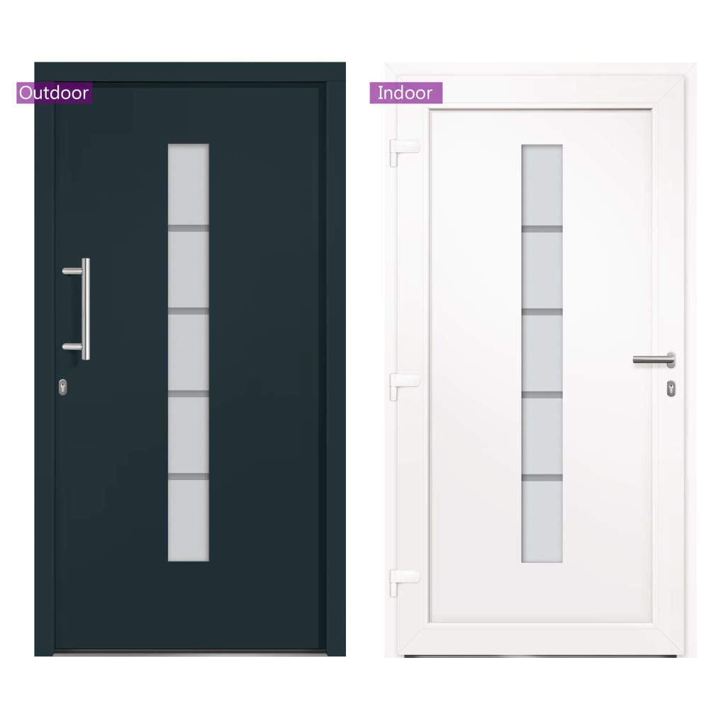 Front Door Aluminium and PVC Anthracite 100x200 cm