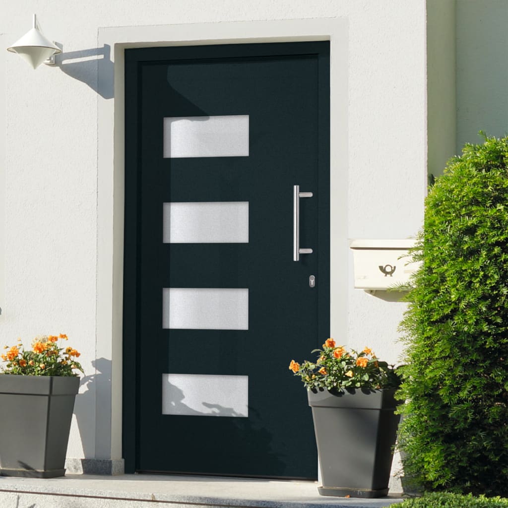 Front Door Aluminium and PVC Anthracite 110x210 cm