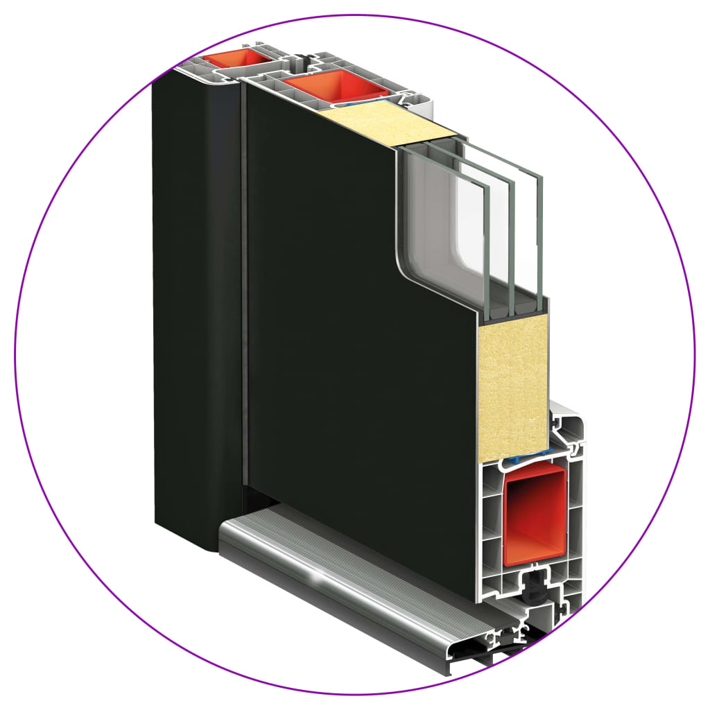 Front Door Aluminium and PVC Anthracite 110x210 cm