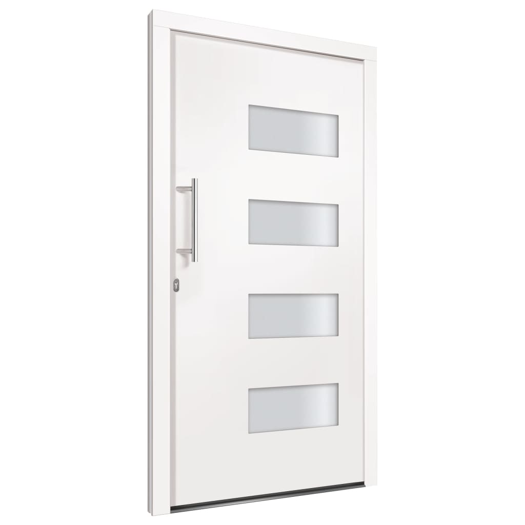 Front Door Aluminium and PVC White 100x210 cm