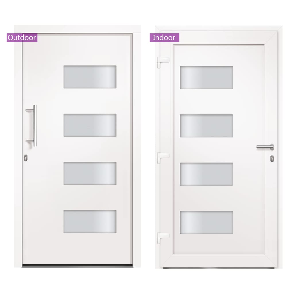 Front Door Aluminium and PVC White 100x210 cm