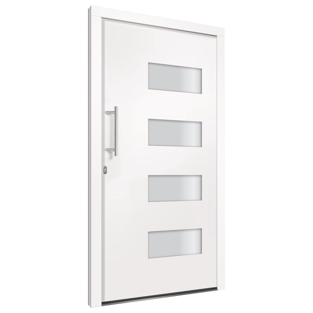 Front Door Aluminium and PVC White 110x210 cm