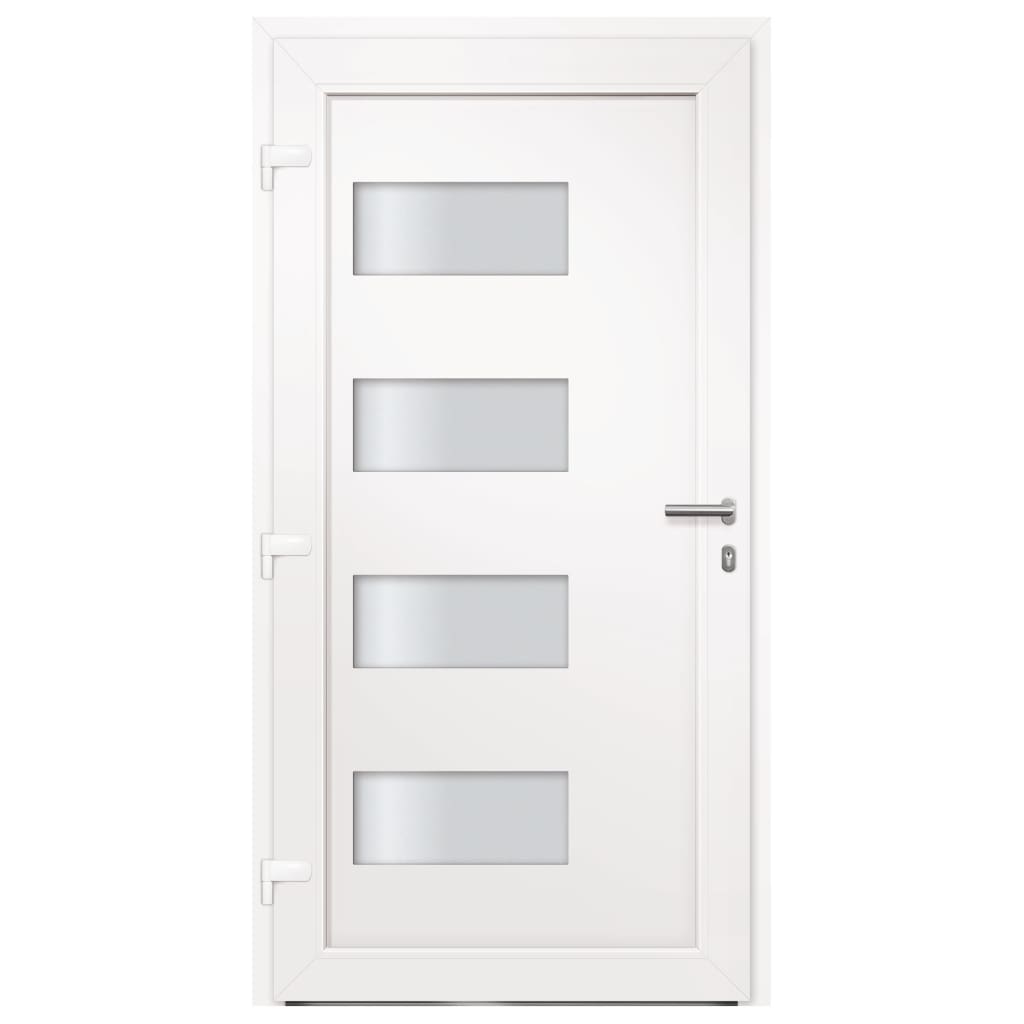 Front Door Aluminium and PVC White 110x210 cm