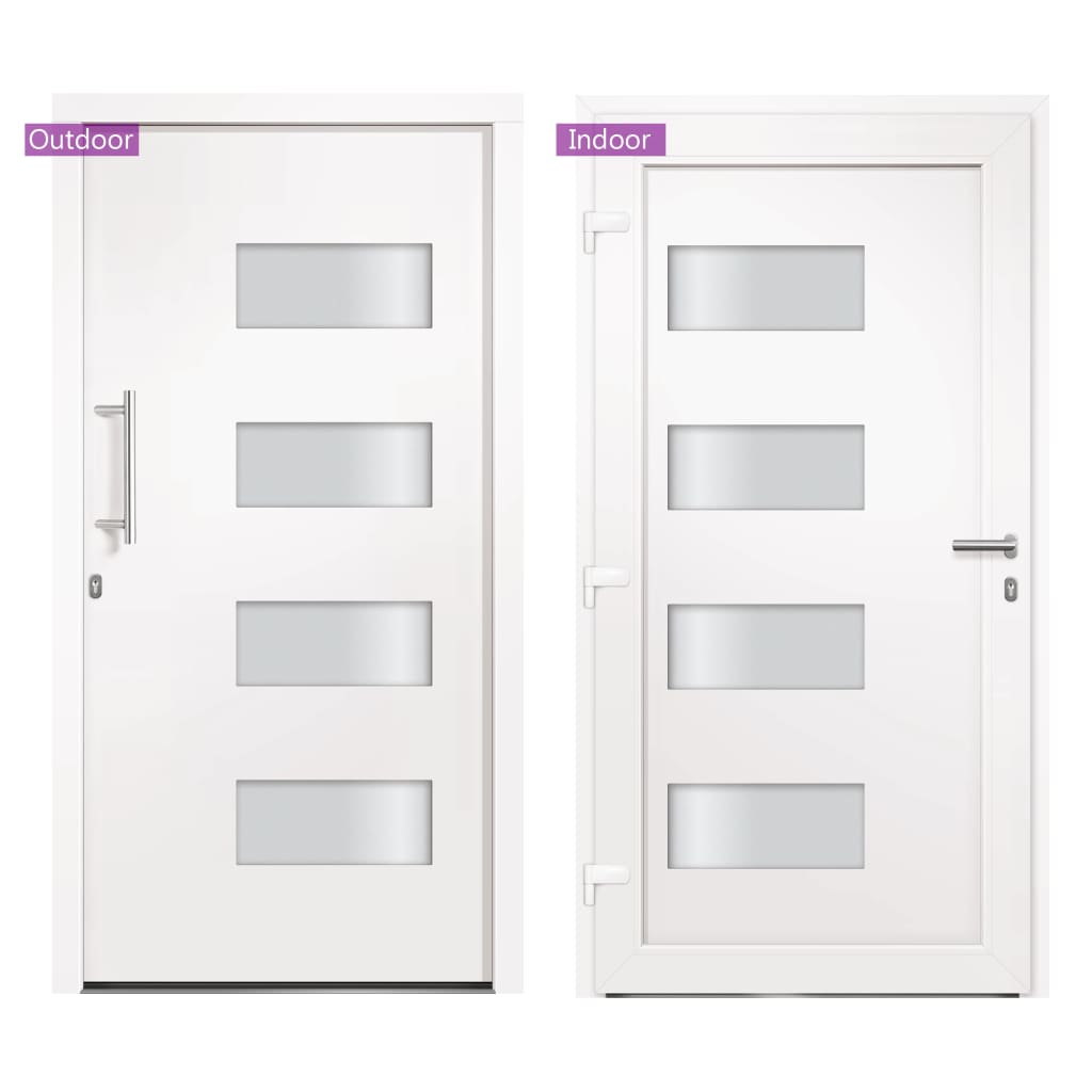 Front Door Aluminium and PVC White 110x210 cm