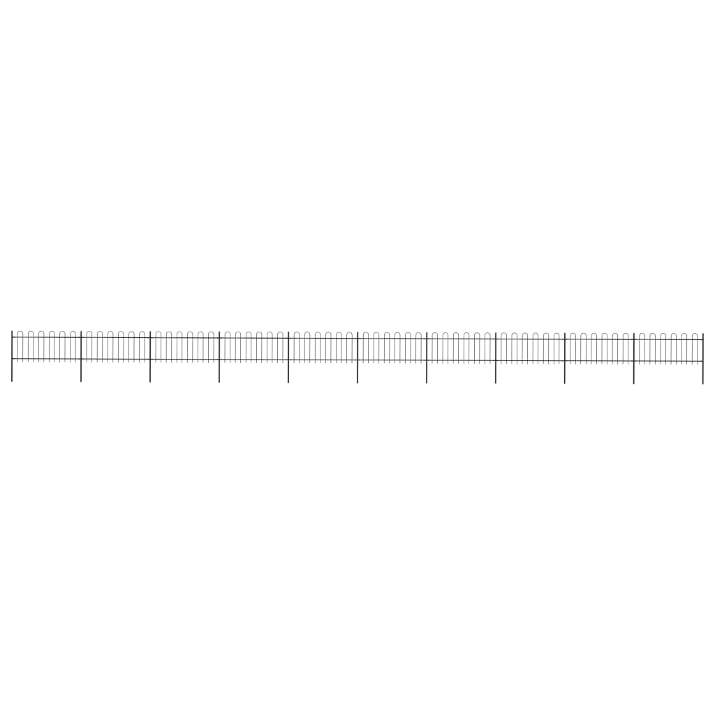 Garden Fence with Hoop Top Steel 17x0.8 m Black