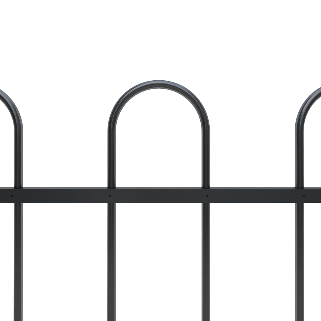 Garden Fence with Hoop Top Steel 17x0.8 m Black