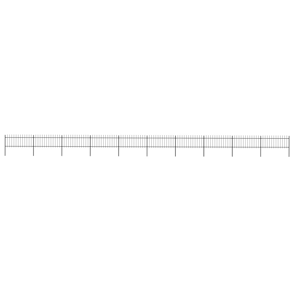 Garden Fence with Spear Top Steel 17x0.8 m Black
