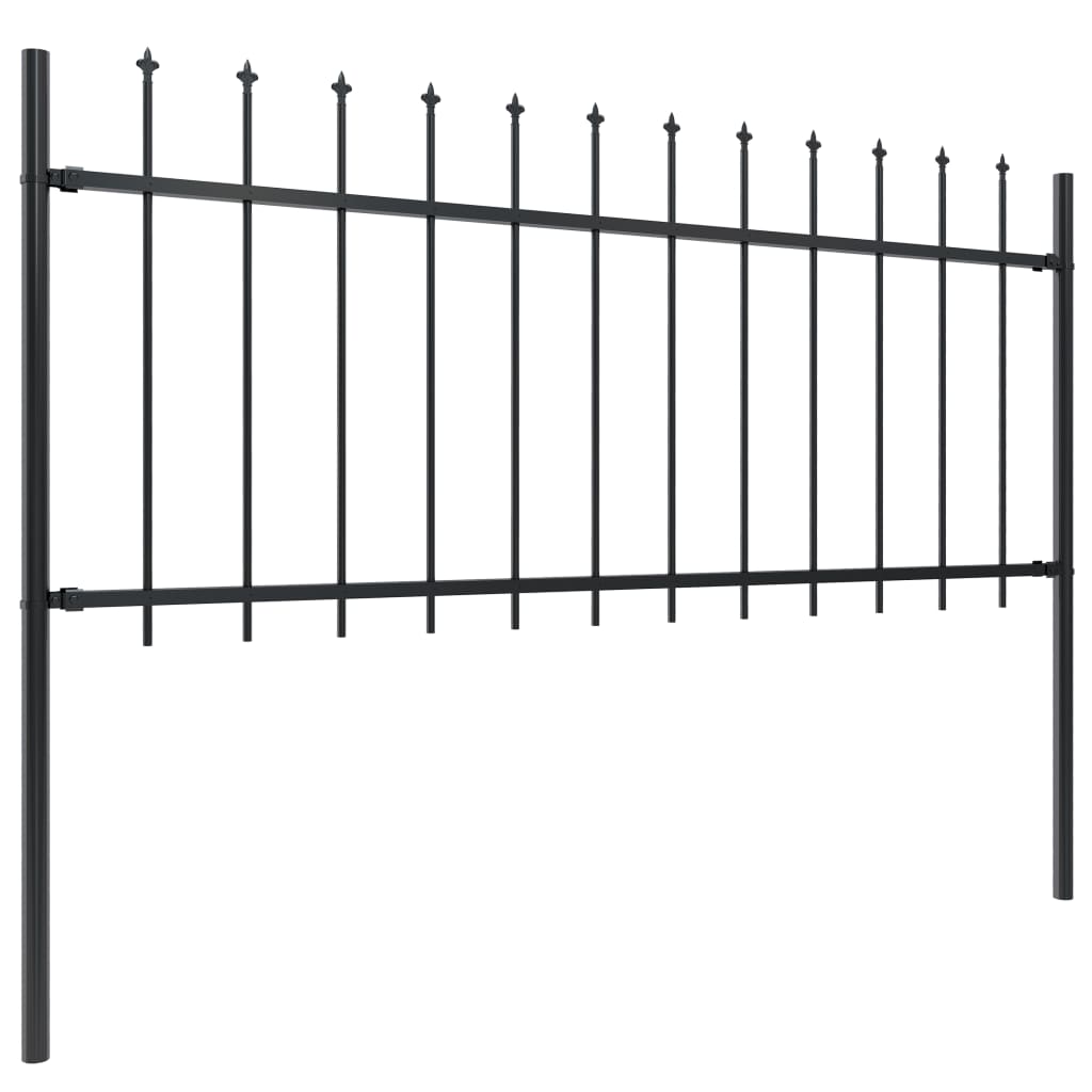 Garden Fence with Spear Top Steel 17x0.8 m Black