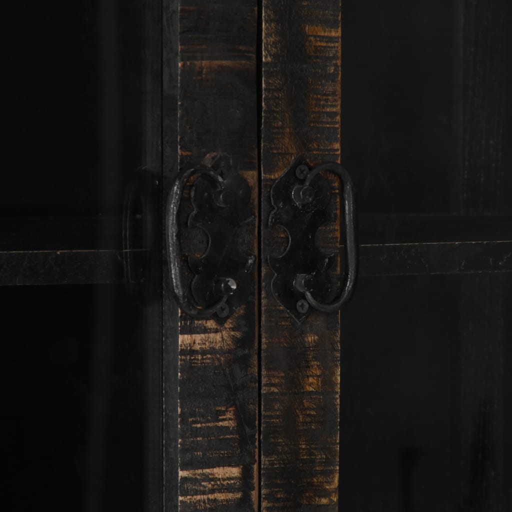 Highboard Black 90x40x180 cm Solid Mango Wood