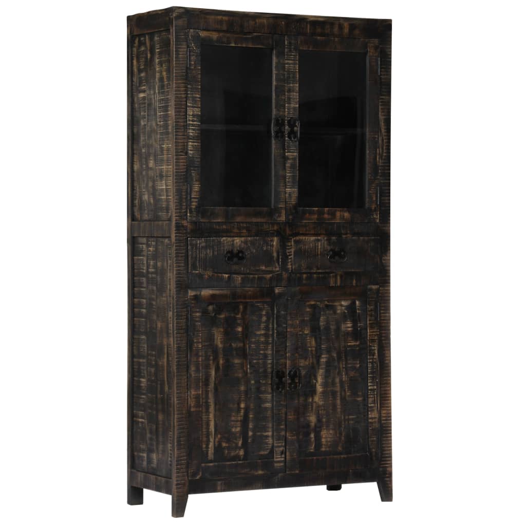 Highboard Black 90x40x180 cm Solid Mango Wood