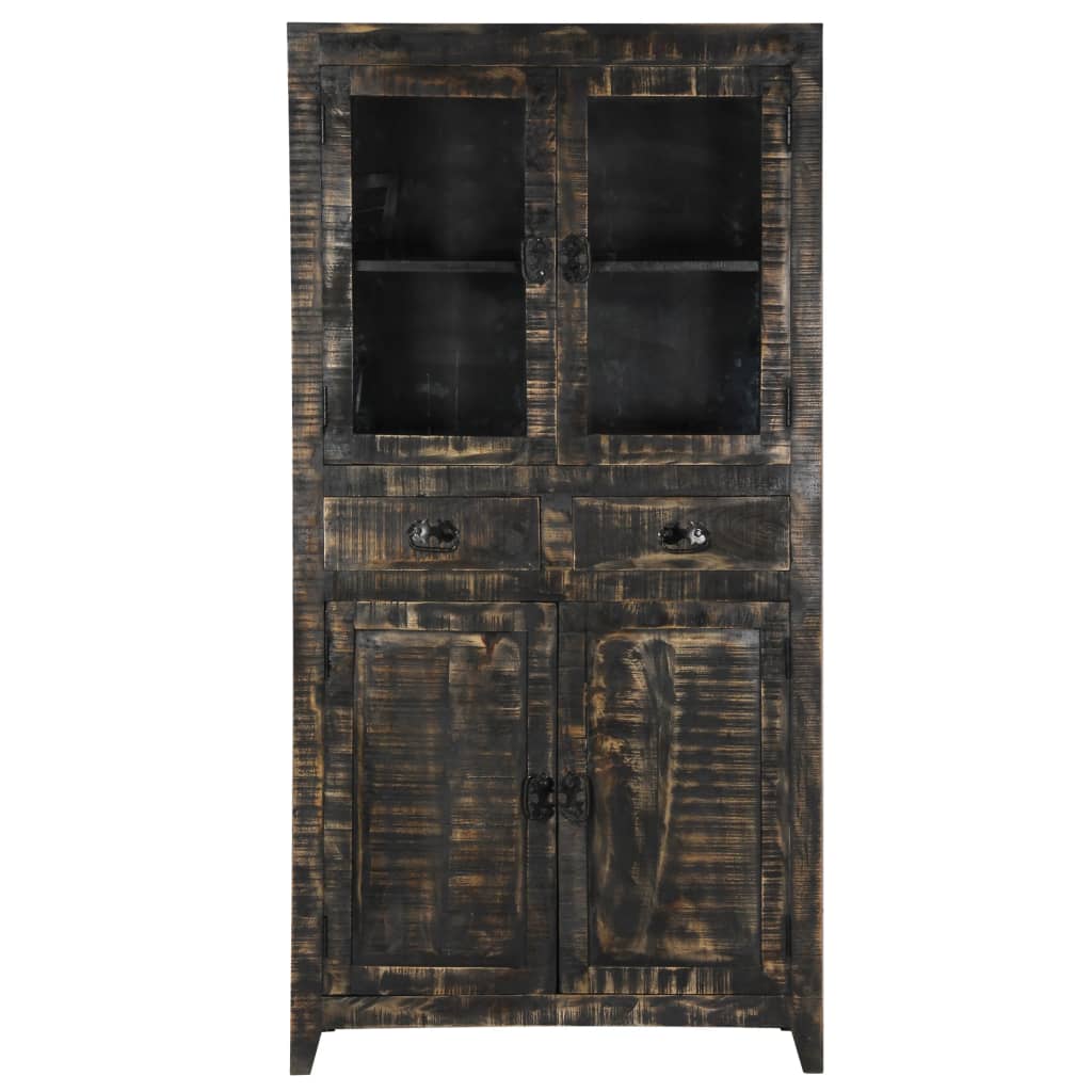 Highboard Black 90x40x180 cm Solid Mango Wood