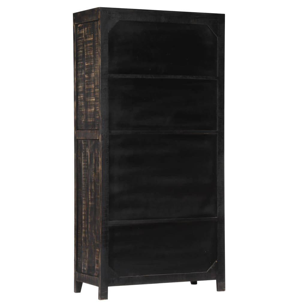 Highboard Black 90x40x180 cm Solid Mango Wood