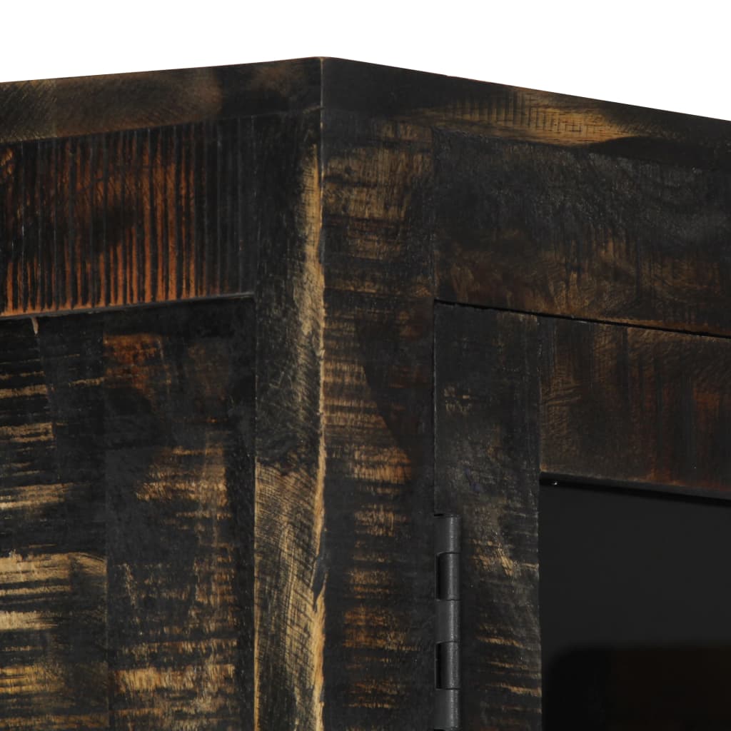 Highboard Black 90x40x180 cm Solid Mango Wood