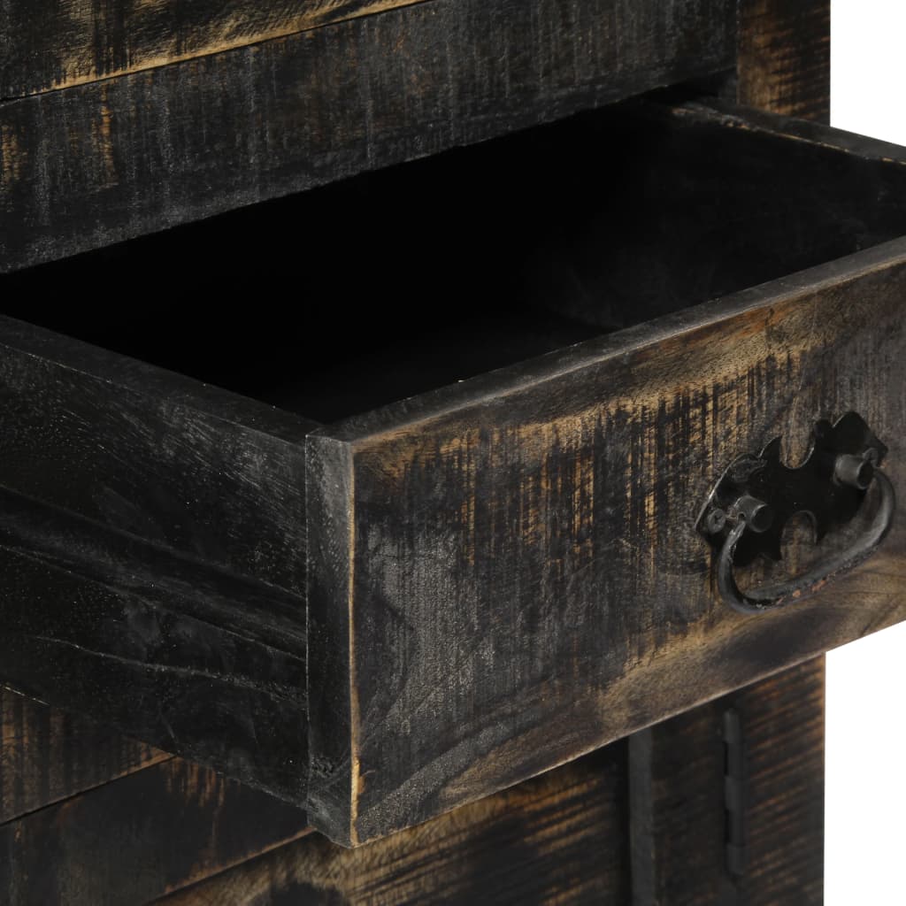 Highboard Black 90x40x180 cm Solid Mango Wood