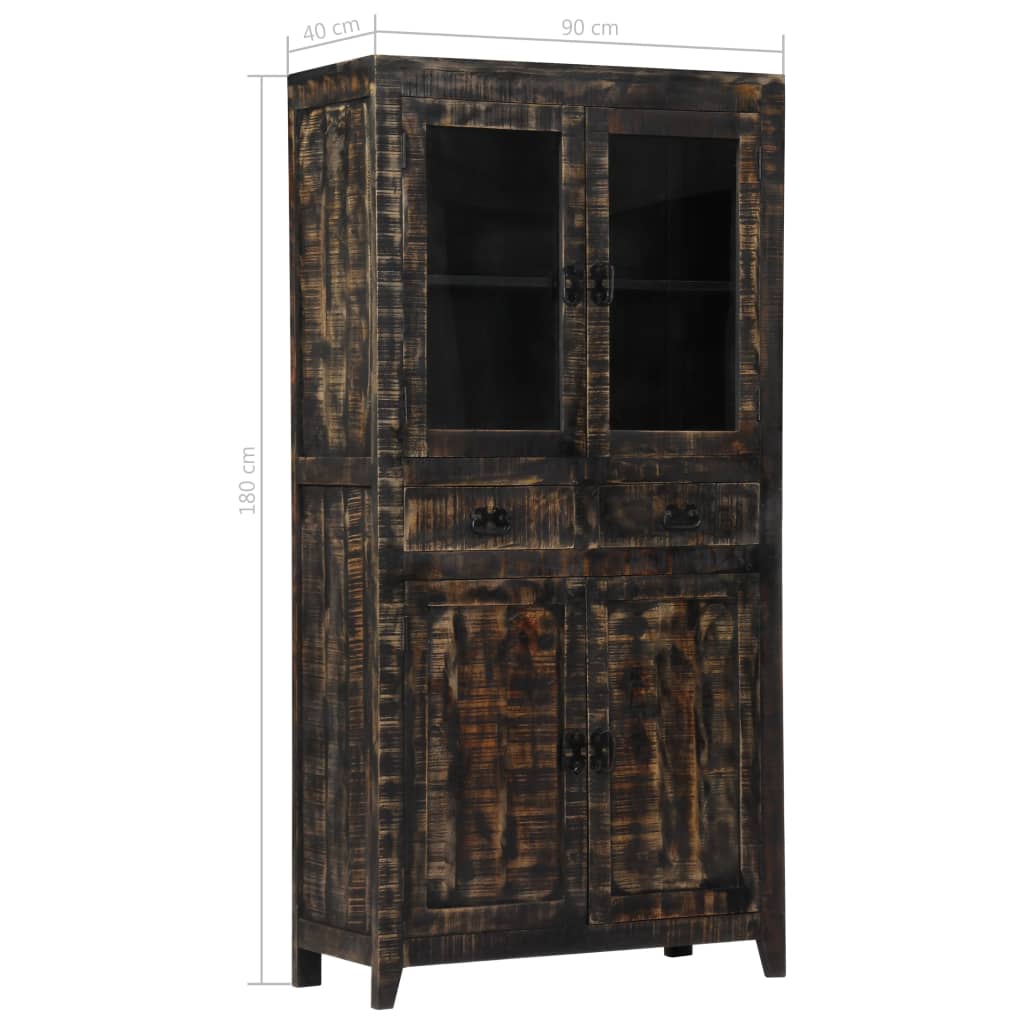 Highboard Black 90x40x180 cm Solid Mango Wood