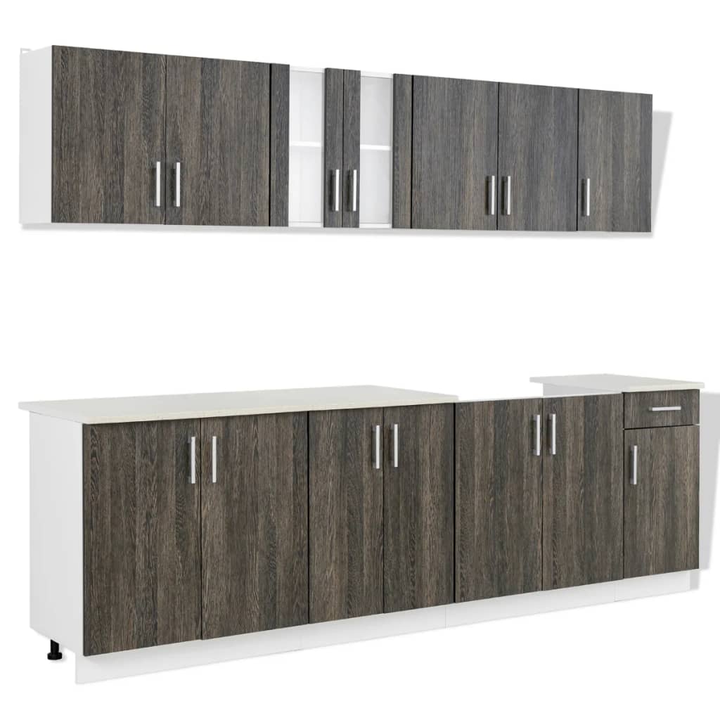 Kitchen Cabinet with Sink Base Unit 8 Pieces Wenge Look