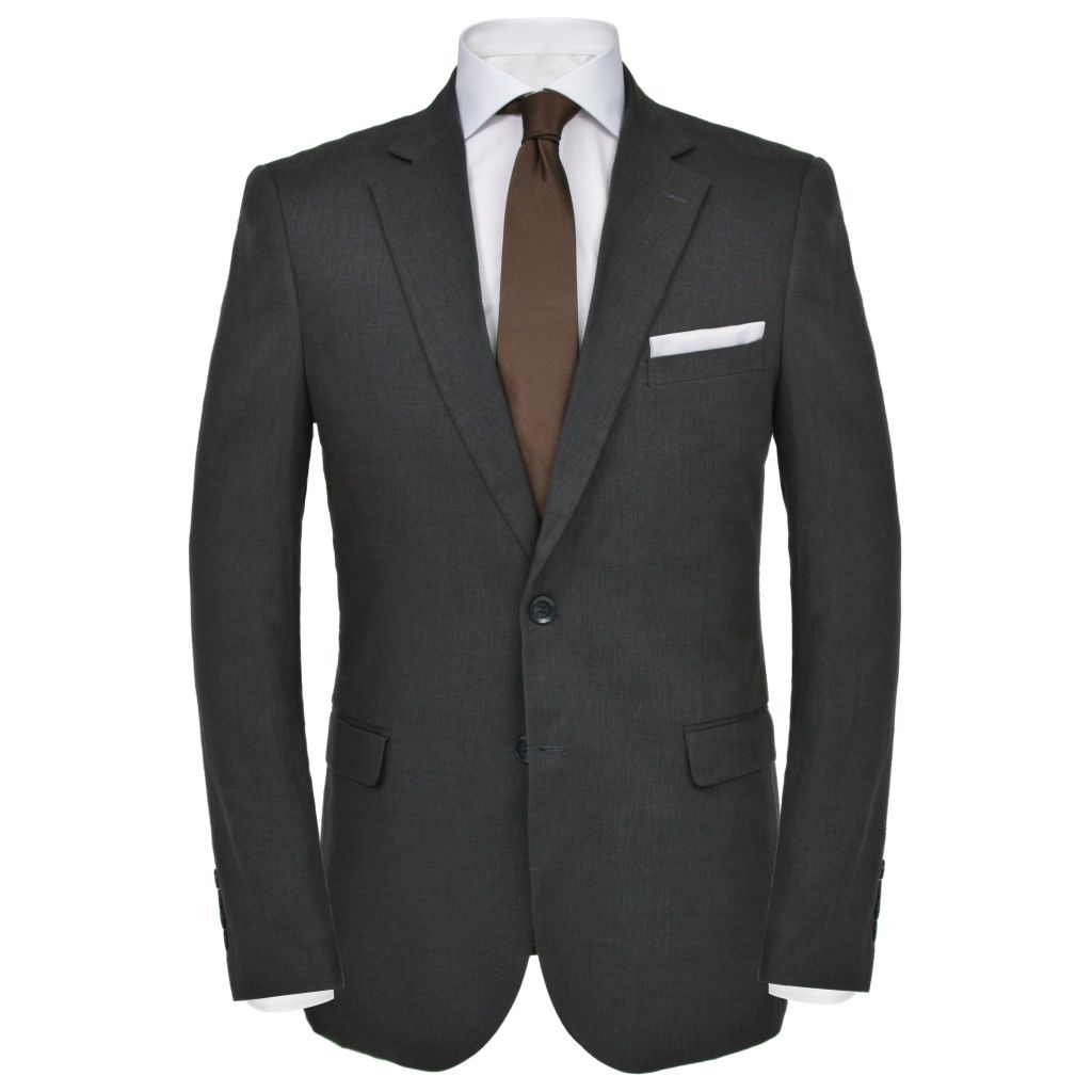 Mens 2 Piece Linen Suit Size 54 Dark Grey