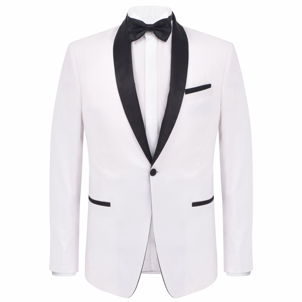 Mens 2 pcs Black Tie Dinner Suit/Smoking Tuxedo Size 46 White