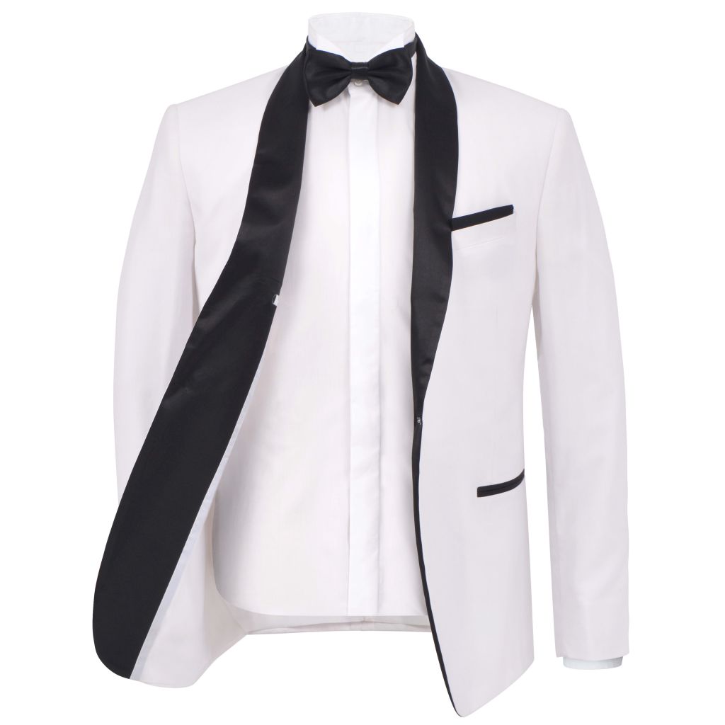 Mens 2 pcs Black Tie Dinner Suit/Smoking Tuxedo Size 46 White