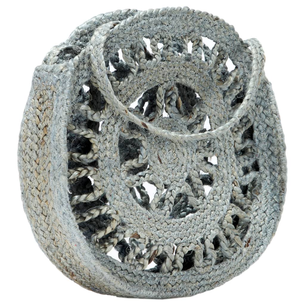 Round Should Bag Hollow Olive Green Handmade Jute