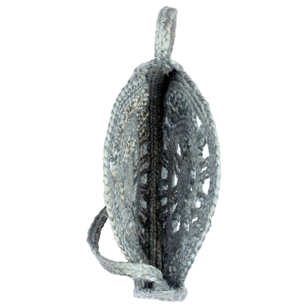 Round Should Bag Hollow Olive Green Handmade Jute
