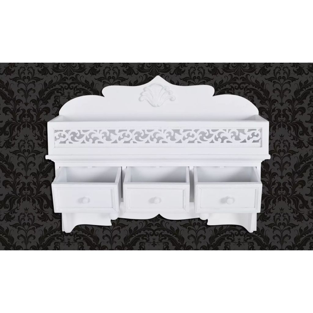 Wall Shelf/Peg with 3 Drawers 2 Hooks