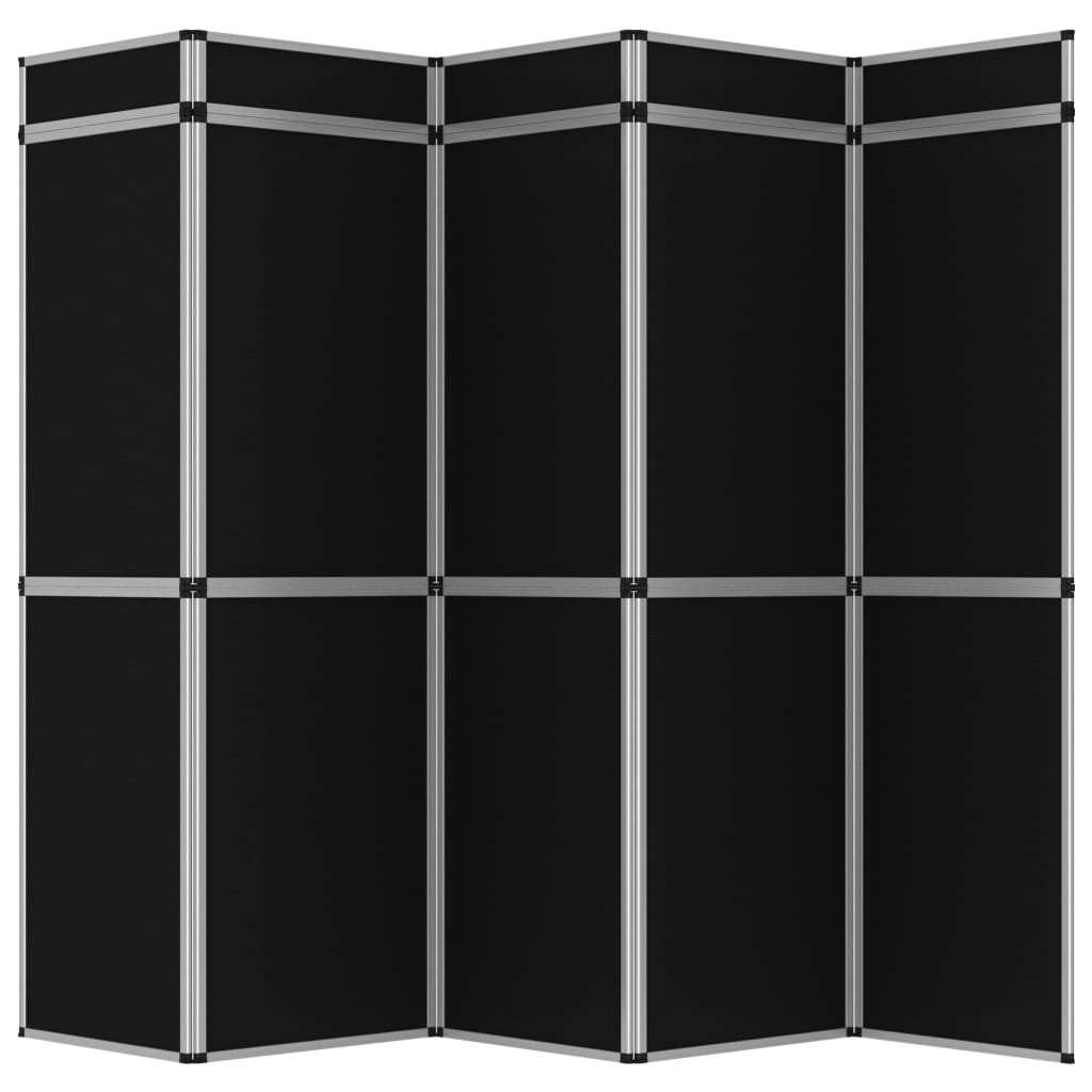 15-Panel Folding Exhibition Display Wall 302x200 cm Black